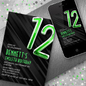 Moderne jongens' 12e verjaardag uitnodiging