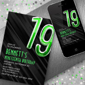 Moderne jongens' 19e verjaardag uitnodiging