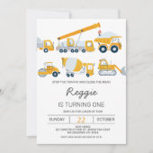 Moderne Jongens Bouw Voertuigen Verjaardag Kaart (Voorkant)