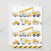 Moderne Jongens Bouw Voertuigen Verjaardag Kaart (Achterkant)