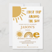 Moderne jongens eerste reis rond de zon 1e verjaar kaart (Voorkant)