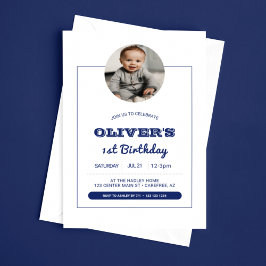Moderne jongens foto 1e verjaardag kaart