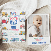 Moderne Jongens Foto Vervoer 1e Verjaardag