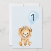 Moderne jongens leeuw kroonballon 1e verjaardag kaart (Achterkant)