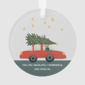 Moderne jongens met eerste kerstmis en sterren ornament (achterkant)