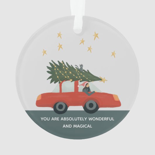 Moderne jongens met eerste kerstmis en sterren ornament (achterkant)