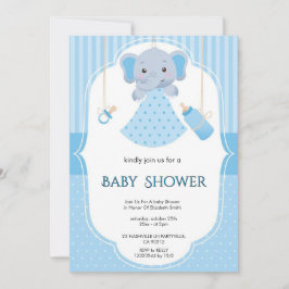 Moderne Jongens Olifant Aquarel Baby Shower Kaart