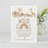 Moderne jongens Safari Wild Een 1e verjaardag Kaart (Staand voorkant)