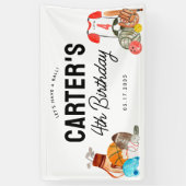 Moderne Jongens Sport Ballen All Star Kids Verjaar Spandoek (Verticaal)