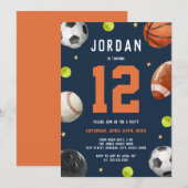 Moderne Jongens Sport Thema Verjaardagsfeest Kaart (Voorkant / Achterkant)