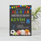 Moderne Jongens Sport Verjaardag uitnodiging (Staand voorkant)