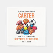 Moderne Jongens Sportballen All Star 1st Verjaarda Servet (Voorkant)