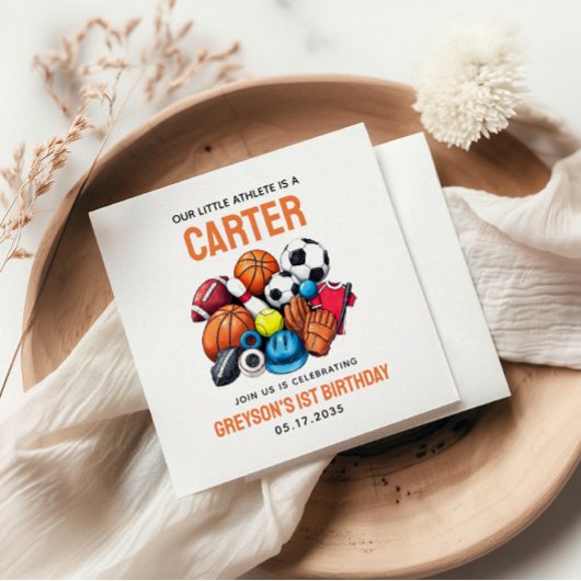 Moderne Jongens Sportballen All Star 1st Verjaarda Servet