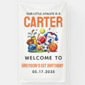 Moderne Jongens Sportballen All Star 1st Verjaarda Spandoek (Verticaal)