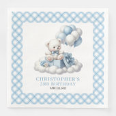 Moderne Jongens Verjaardag Servetten Teddybeer Bal (Voorkant)