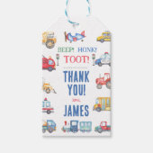 Moderne Jongens Vervoer 1e Verjaardag Dank u Cadeaulabel (Voorkant)