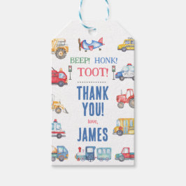 Moderne Jongens Vervoer 1e Verjaardag Dank u Cadeaulabel