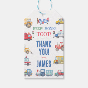 Moderne Jongens Vervoer 1e Verjaardag Dank u Cadeaulabel