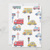 Moderne Jongens Vervoer 1e Verjaardag Dank u Kaart (Achterkant)