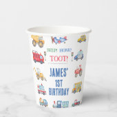 Moderne Jongens Vervoer 1e Verjaardag Document Bek Papieren Bekers (Achterkant)