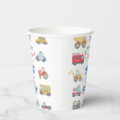 Moderne Jongens Vervoer 1e Verjaardag Document Bek Papieren Bekers (Rechts)