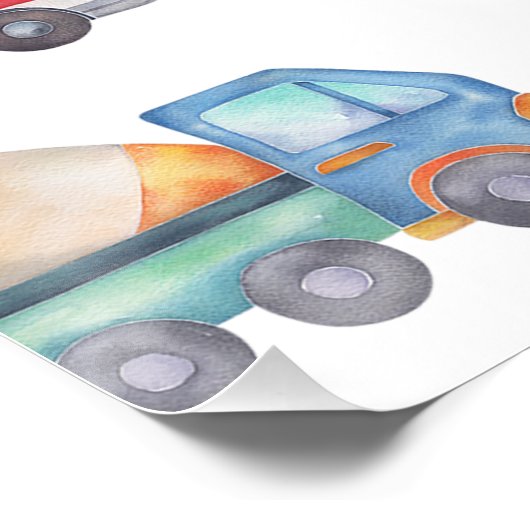 Moderne Jongens Vervoer 1e Verjaardag Welkom Perfect Poster (Hoek)