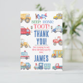 Moderne Jongens Vervoer Verjaardag Dank u kaart (Staand voorkant)