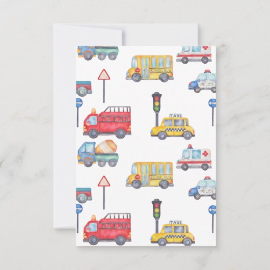 Moderne Jongens Vervoer Verjaardag Dank u kaart (Achterkant)