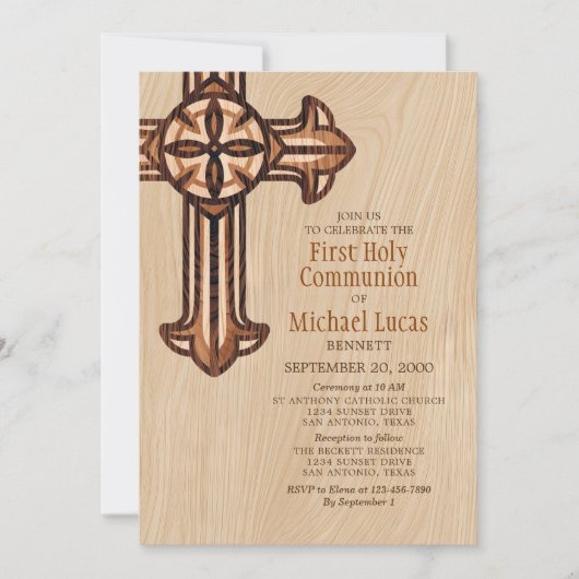 Moderne jongens Volwassenen Eerste Communie Kaart (Voorkant)