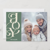 Moderne Joy Elegante Typografie Groen Minimalistis Feestdagenkaart (Voorkant)