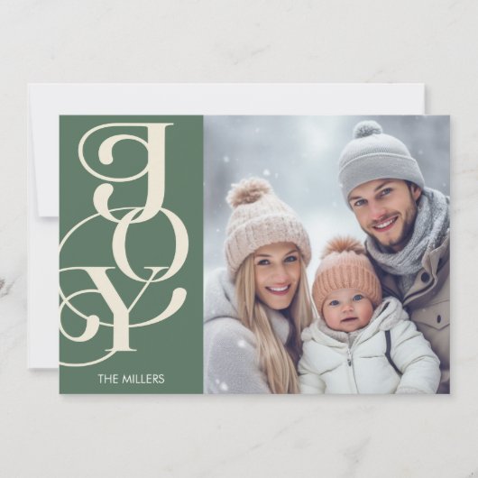 Moderne Joy Elegante Typografie Groen Minimalistis Feestdagenkaart (Voorkant)