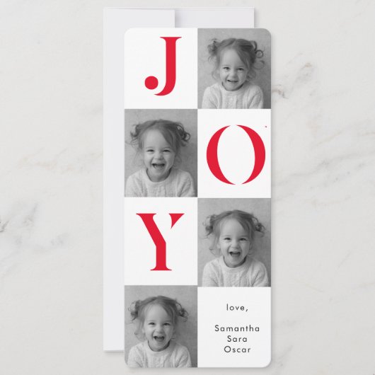 "Moderne JOY Foto Kerstmis | Bold Red Holiday (Voorkant)