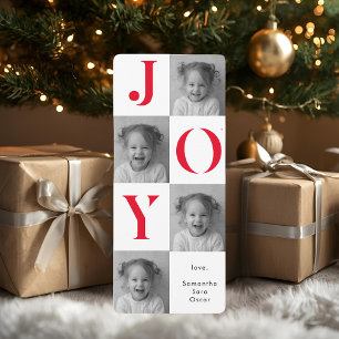 "Moderne JOY Foto Kerstmis   Bold Red Holiday