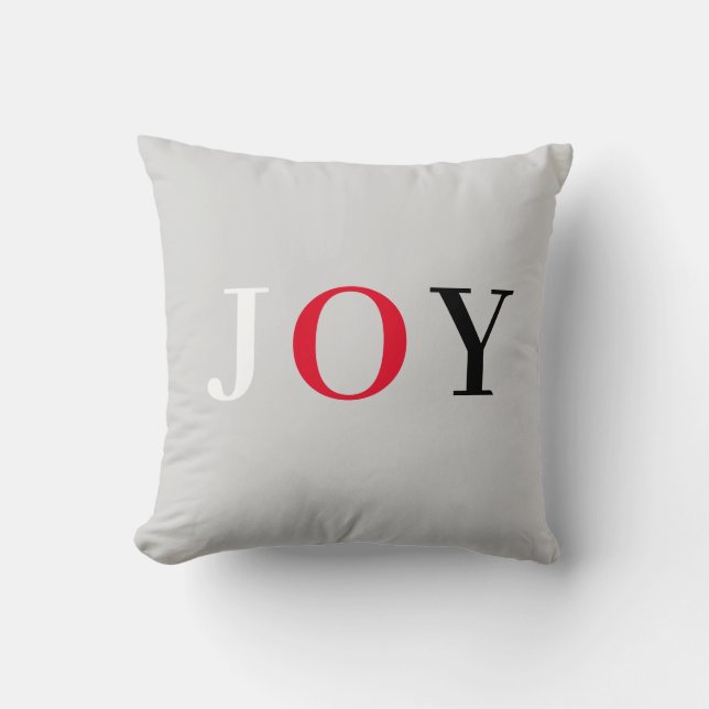 Moderne Joy-kalligrafie op Zilver Kussen (Voorkant)