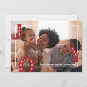 Moderne JOY Kerstmis Familie Foto Feestdagenkaart (Voorkant)