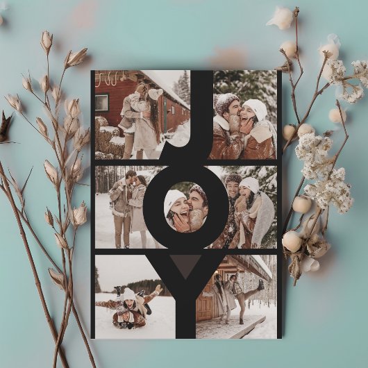 Moderne JOY meerdere foto's koppels Feestdagenkaart