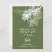 Moderne Joy Peace Pine Branches voegen LOGO toe - Feestdagenkaart (Voorkant)