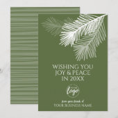 Moderne Joy Peace Pine Branches voegen LOGO toe -  Feestdagenkaart (Voorkant / Achterkant)
