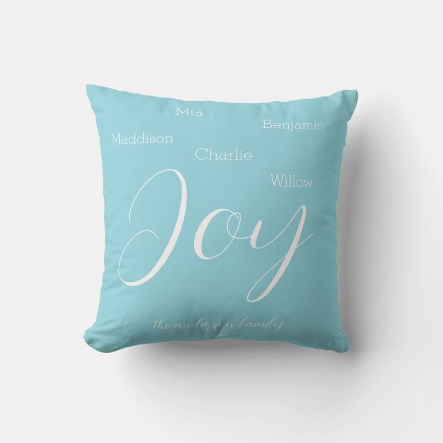 Moderne Joy Script Persoonlijke Familie Vakantie Kussen (Voorkant)