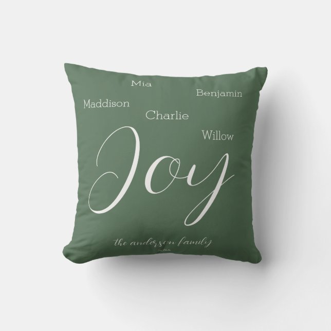 Moderne Joy Script Persoonlijke Familie Vakantie Kussen (Voorkant)