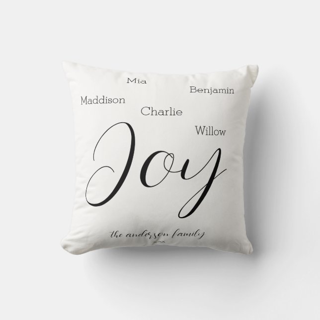 Moderne Joy Script Persoonlijke Familie Vakantie Kussen (Voorkant)