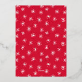 Moderne Joy Script Rood en Goud Foto Folie Feestdagenkaart (Achterkant)