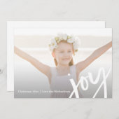 Moderne Joy Typography Elegante Foto Kerstmis Feestdagenkaart (Voorkant / Achterkant)