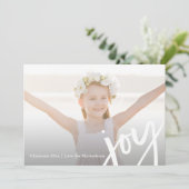 Moderne Joy Typography Elegante Foto Kerstmis Feestdagenkaart (Staand voorkant)