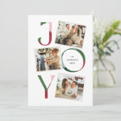 Moderne Joy Typography Kerstmis 3-foto snapshots Feestdagenkaart (Staand voorkant)