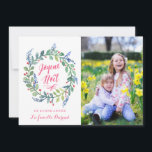 Moderne Joyeux Noël | Carte De Photo De Noël Feestdagenkaart<br><div class="desc">Foto Carte Süvec. La carte a une couronne de fleurs peintes à l'aquarelle et place pour le texte et une foto.</div>
