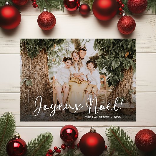 Moderne Joyeux Noel Natale foto Feestdagenkaart