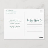 Moderne Joyful Script Groene Vakantie Foto Briefkaart (Achterkant)