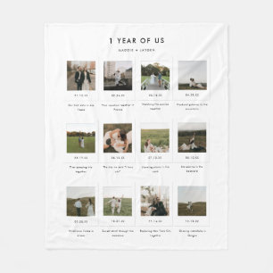 Moderne jubileum 12 polaroid foto's koppel fleece deken