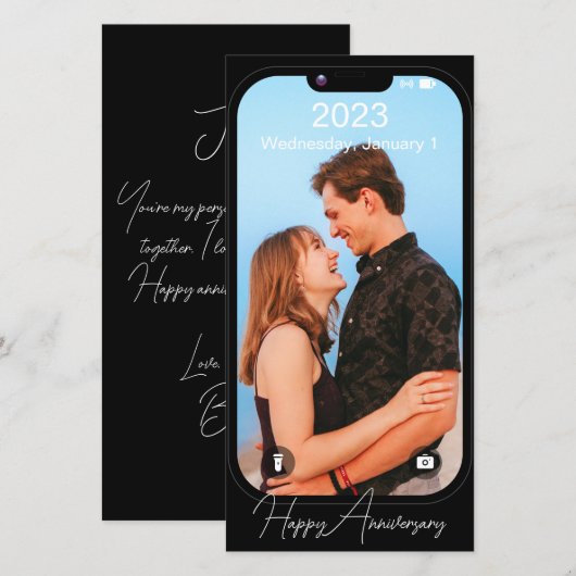 Moderne Jubileum Phone Lock Screen Photo Card (Voorkant / Achterkant)